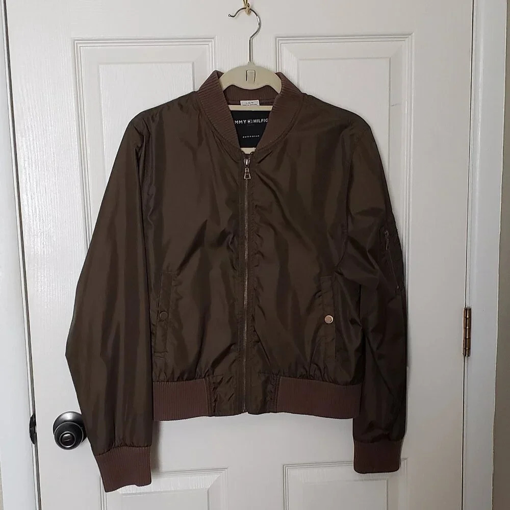 Tommy Hilfiger Women's Outerwear Olive Green Jacket - L